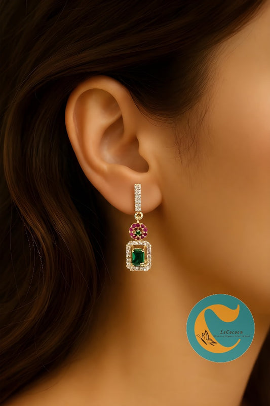 Dual-Tone Green & Pink Rectangular Drops