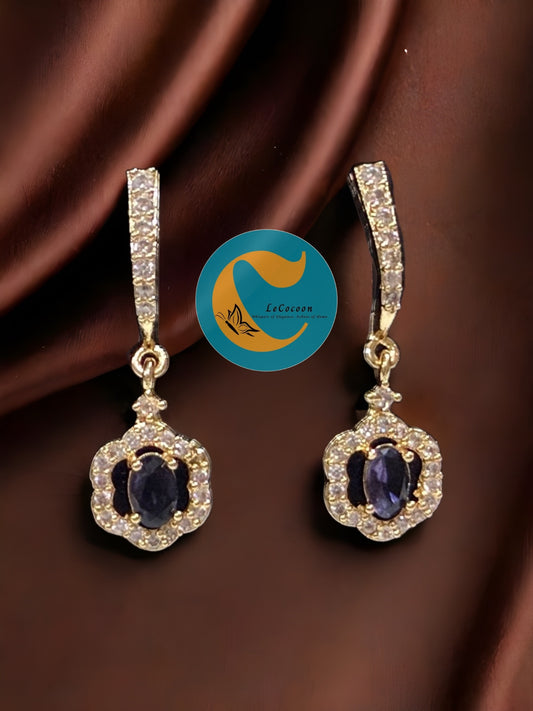 Midnight Violet Crystal Danglers