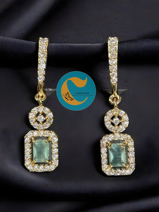 Mint Green Rectangular Drop Earrings