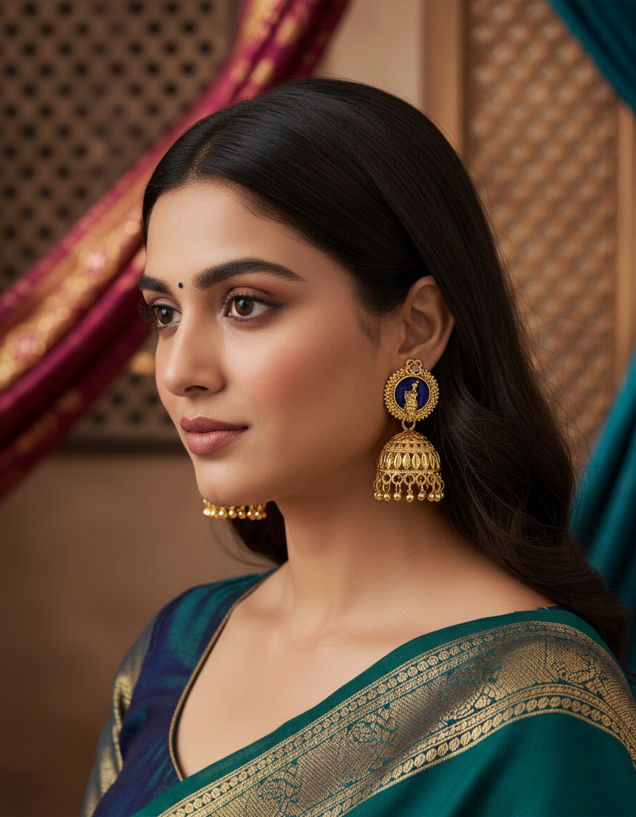 Divine Aura Temple Jhumka Earrings