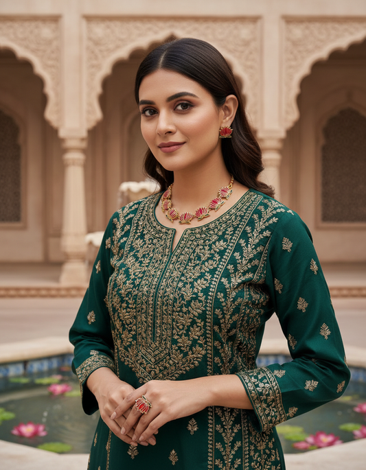 Lotus Bloom Temple Necklace Set