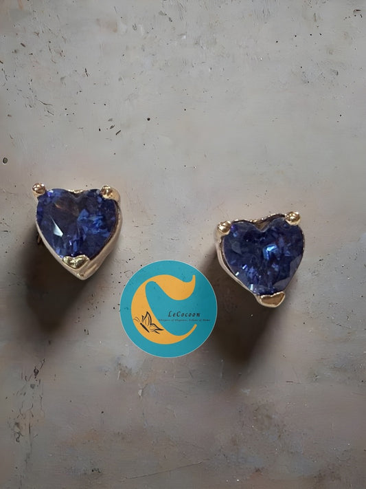 Ocean Heart Blue Stone Stud Earrings