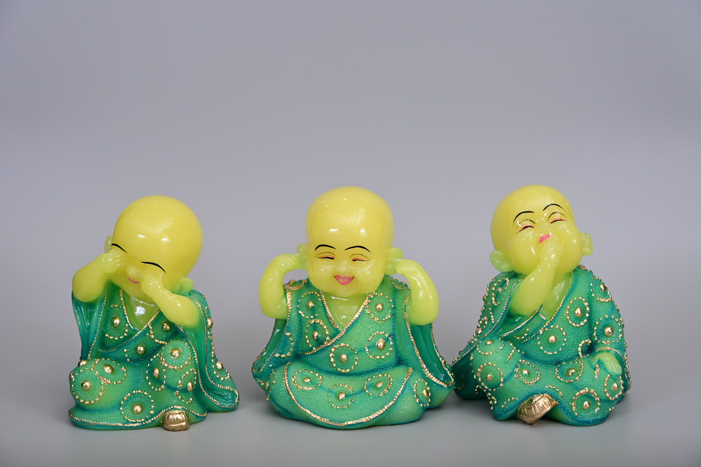 Joyful Monk Trio | Speak No Evil, Hear No Evil, See No Evil | 3-Piece Resin Set