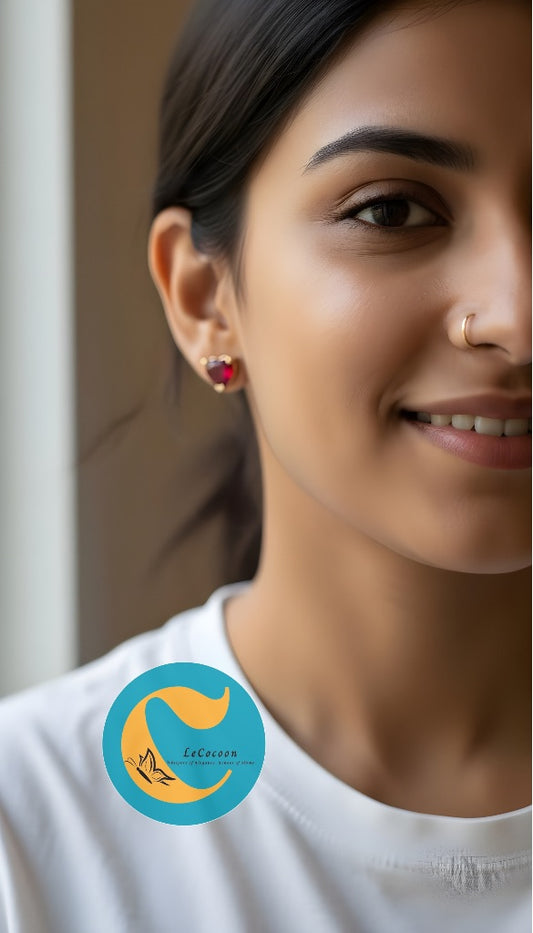 Crimson Heart Ruby Stone Stud Earrings