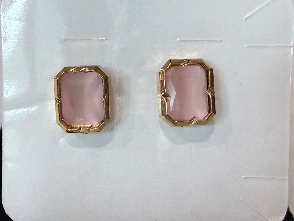 Blush Quartz American Diamond Stud Earrings