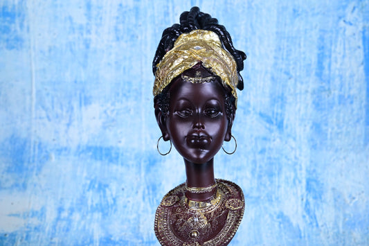 Queen of Grace | 32cm Royal Resin Bust in Gold & Maroon Detailing