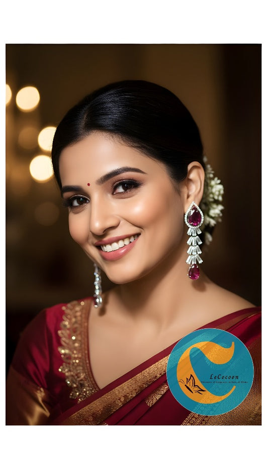 Rosé Luxe American Diamond Long Drop Earrings