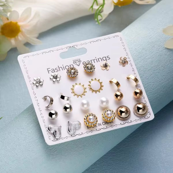 Tiny Stud Earrings 12 Pairs