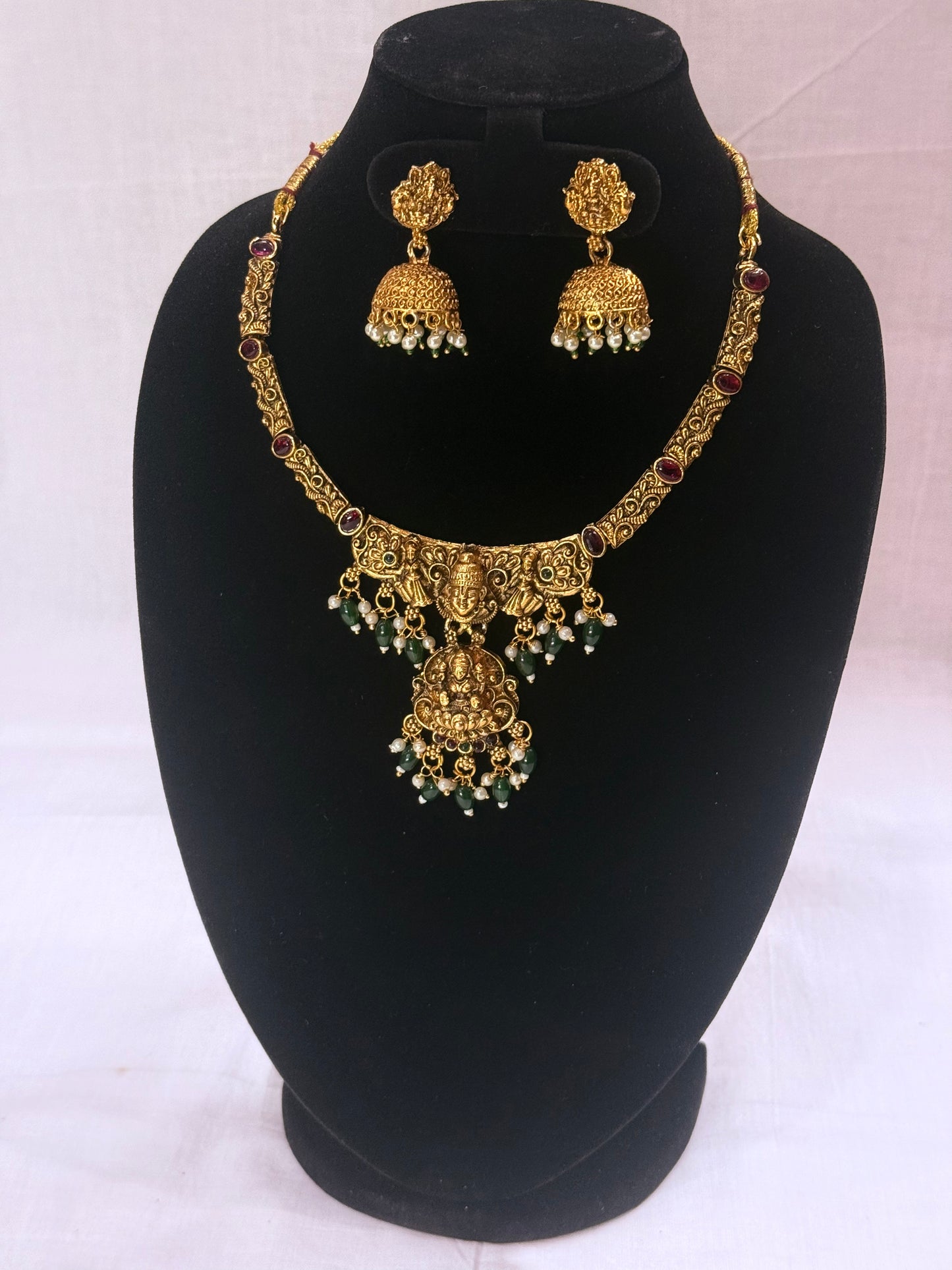 Pendant Necklace Set with Jhumkas