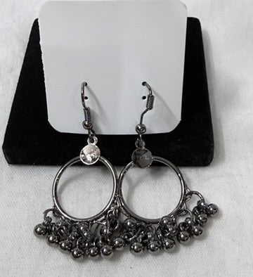 Oxidized Silver Ghungroo Hoop Earrings