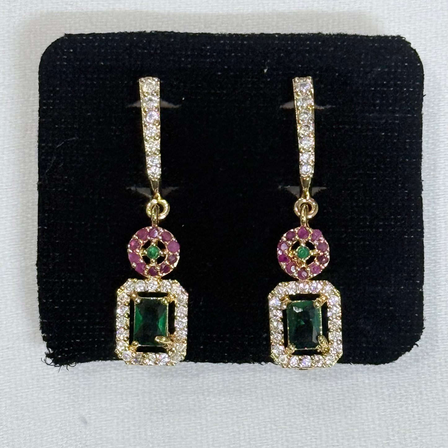 Dual-Tone Green & Pink Rectangular Drops