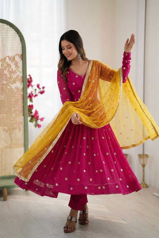 Noor Flare Embroidered Anarkali Set with Dupatta