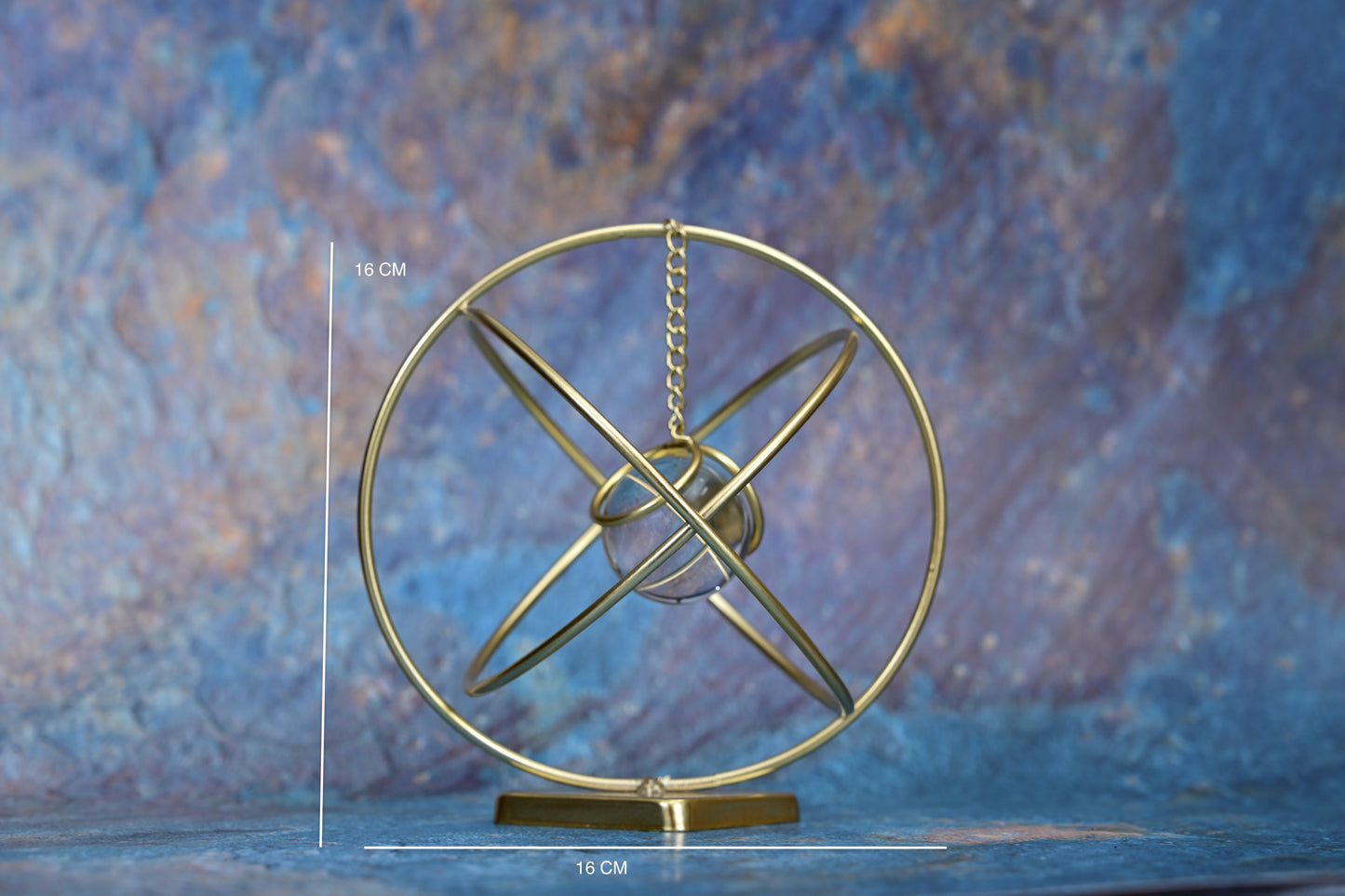 Golden Orb Décor with Crystal Core – Modern Geometric Artpiece