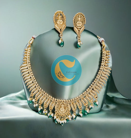 Lakshmi Pendant Necklace Set with Earrings