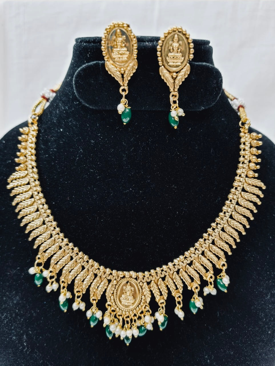Lakshmi Pendant Necklace Set with Earrings
