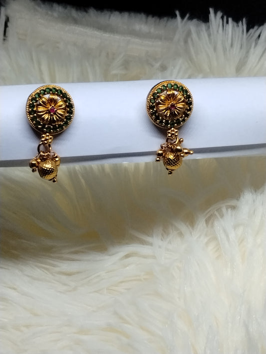 Emerald Bloom Temple Stud Earrings