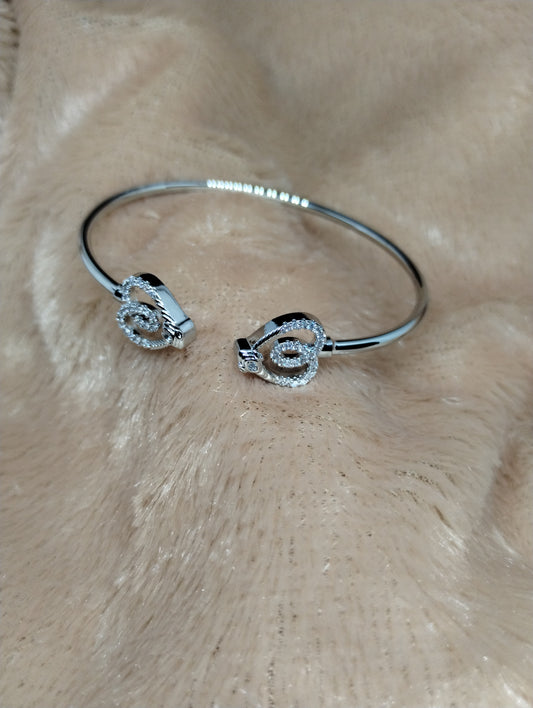 Crystal Heart Silver Kada