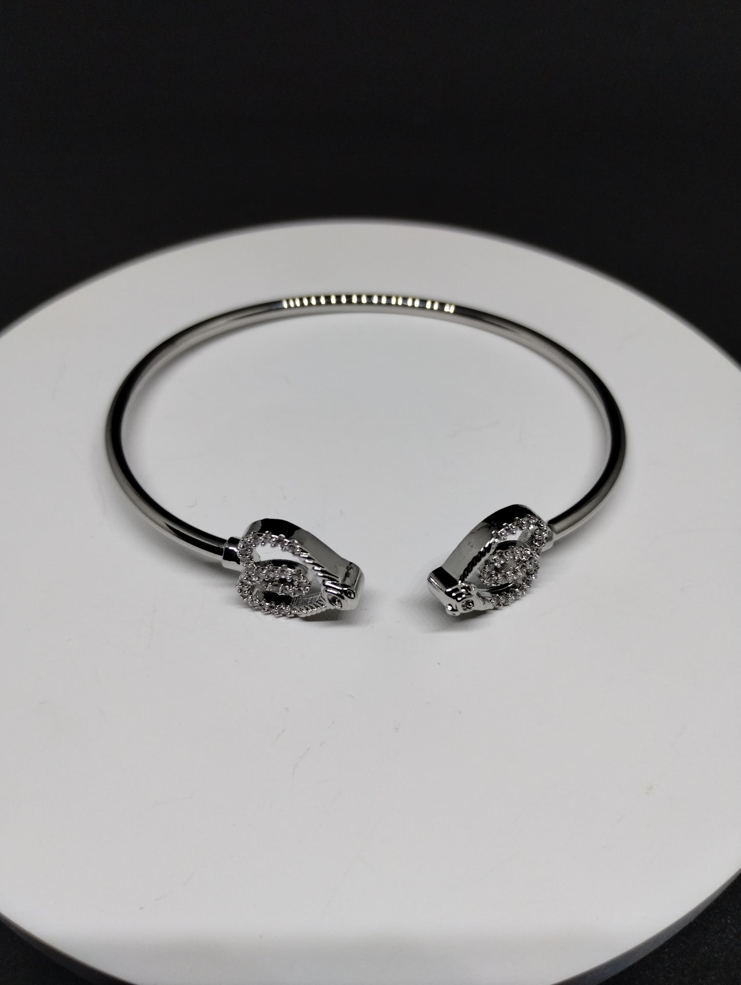 Crystal Heart Silver Kada