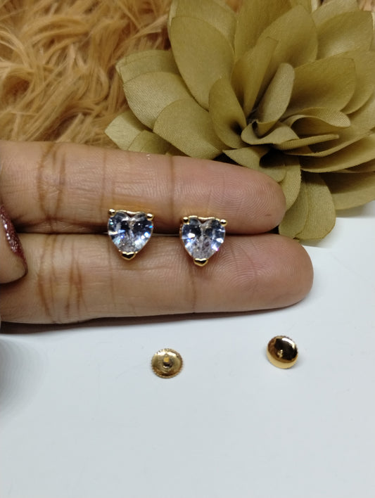 Ethereal Heart White AD Stud Earrings