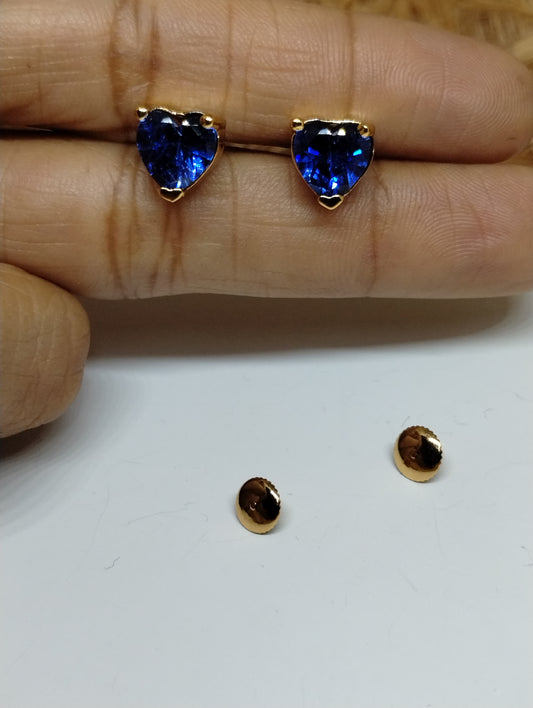 Ocean Heart Blue Stone Stud Earrings