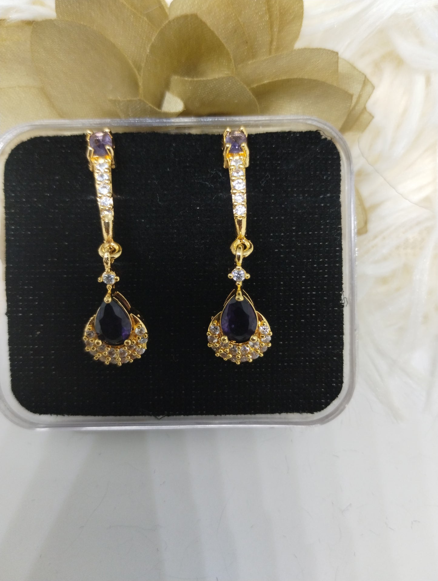 Amethyst Purple Teardrop Danglers