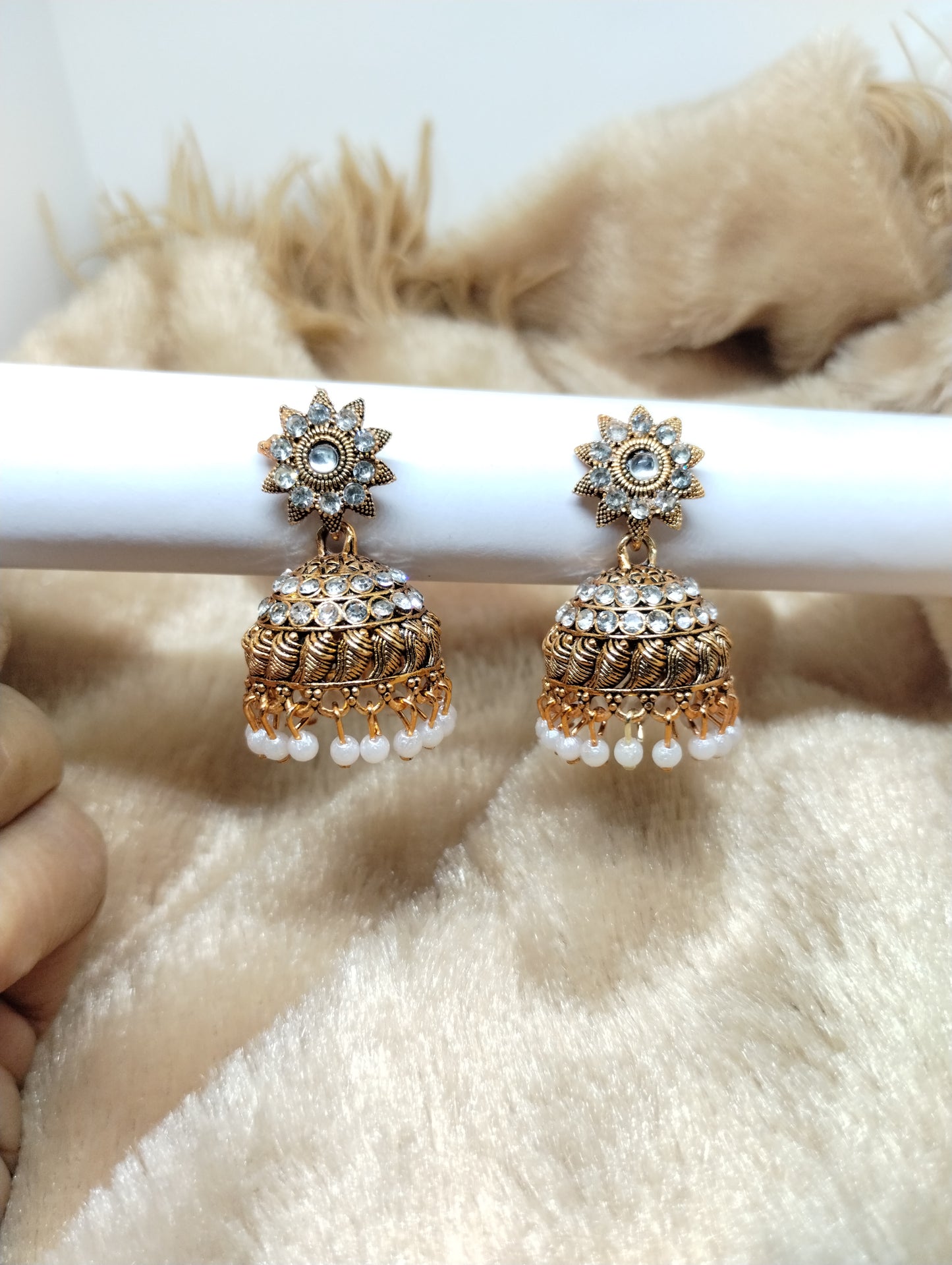Antique Crystal Jhumka Earrings