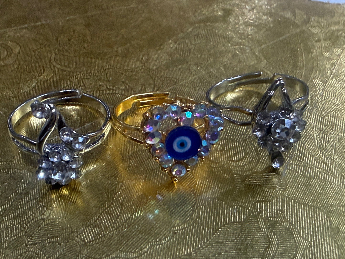 Evil Eye Aura Adjustable Ring Set (Set of 3)