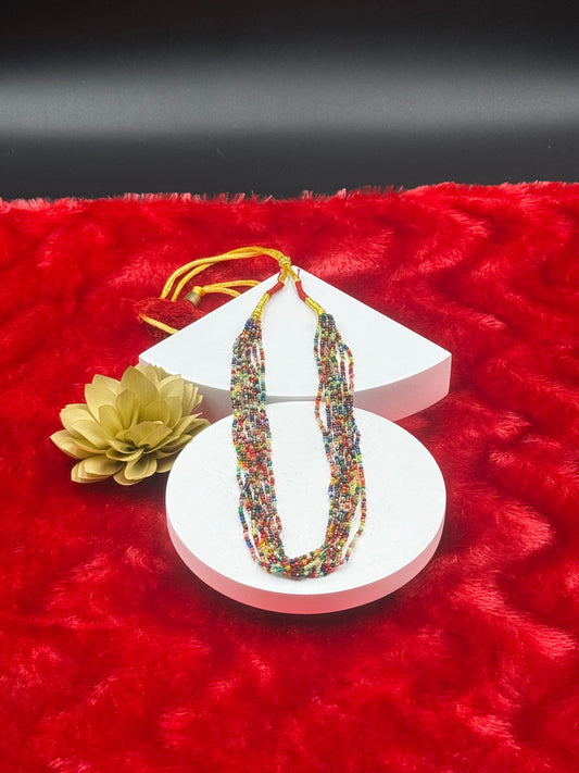 Multicolour Layered Beaded Necklace with Thread Tassel