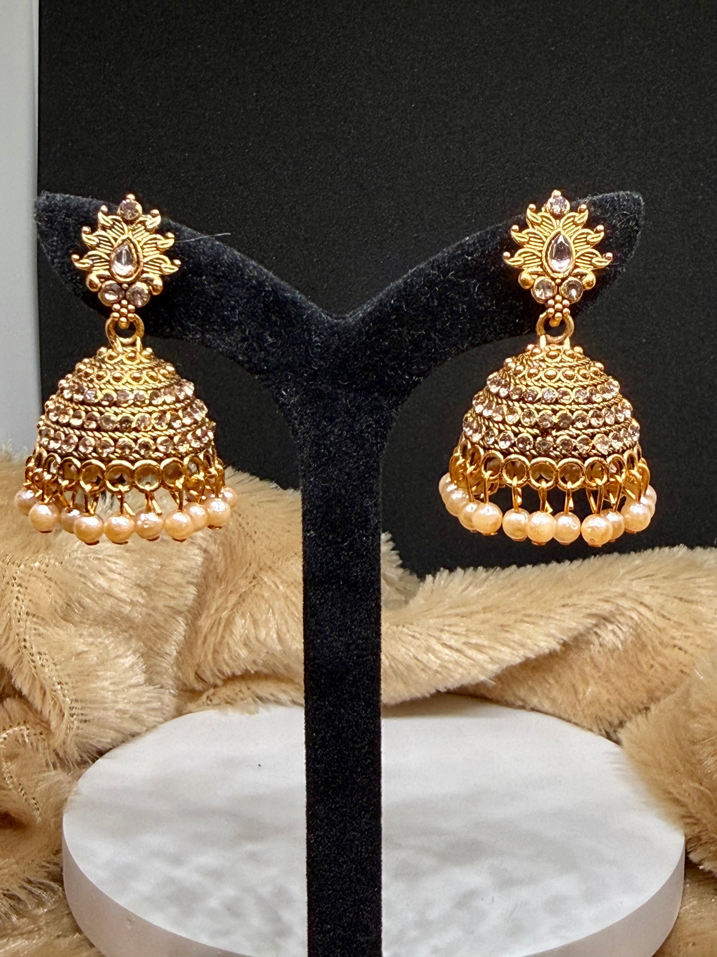 Pearl Crown Royale Jhumkas