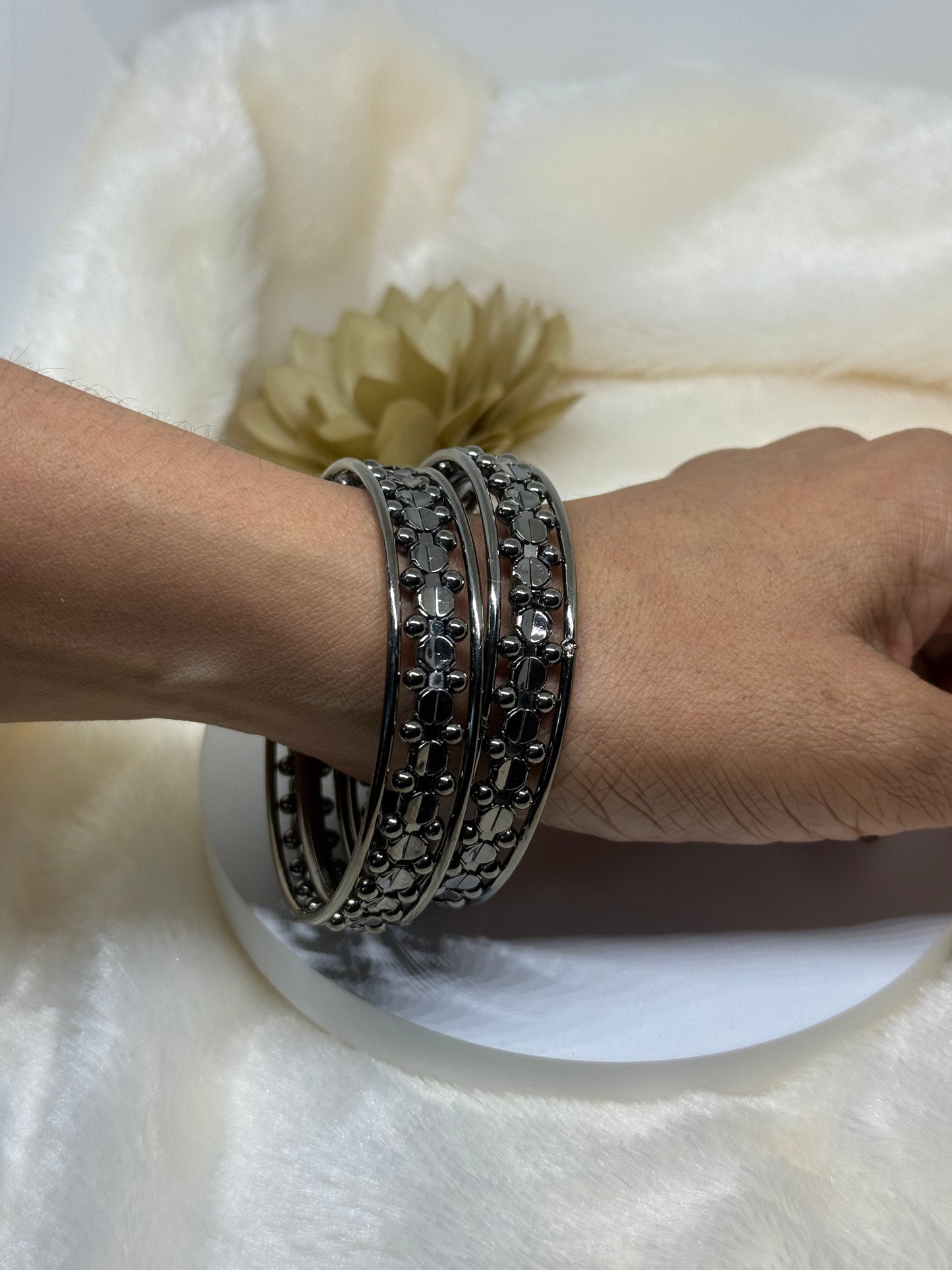 Noir Luxe Crystal Bangle Set