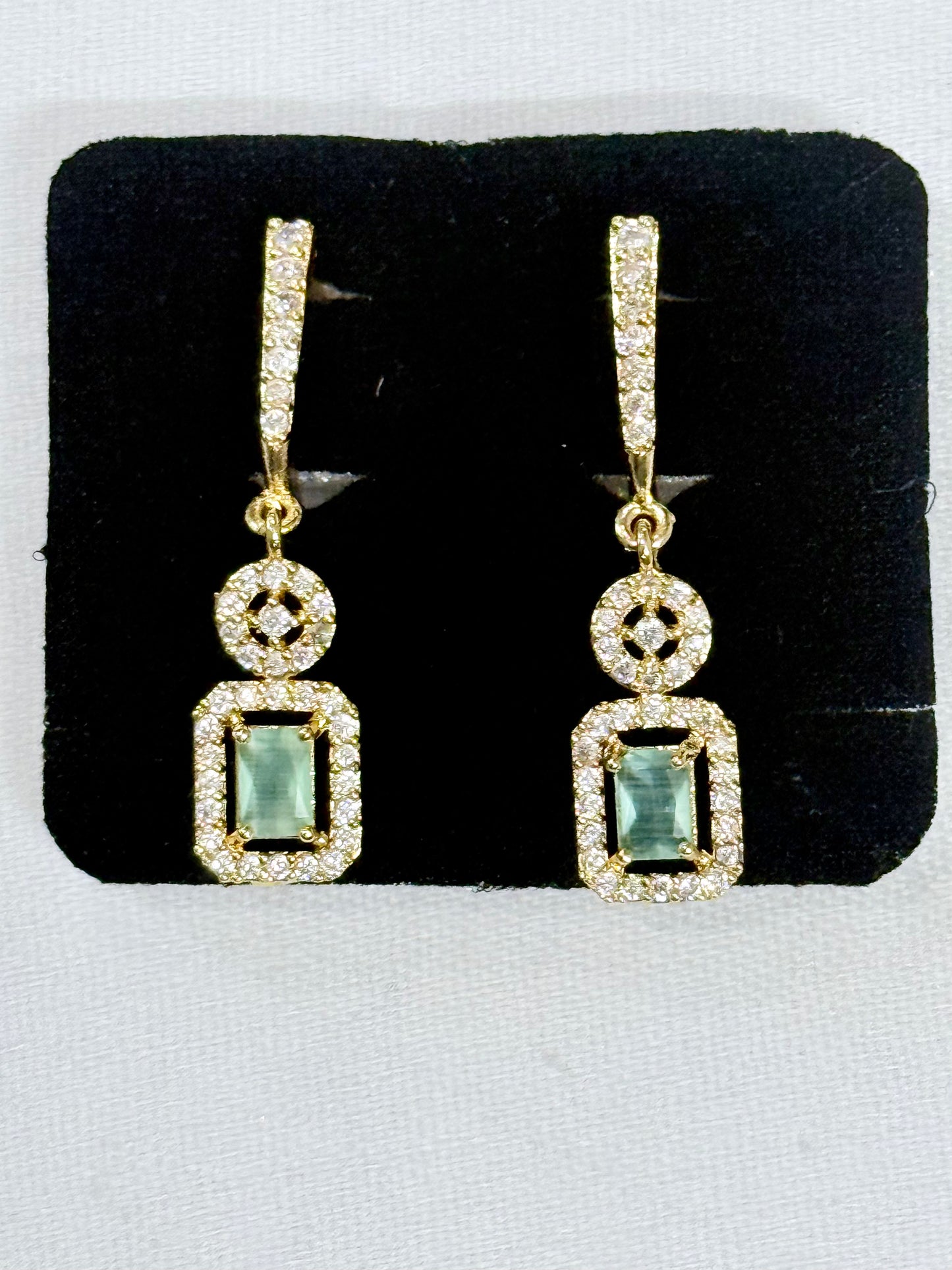 Mint Green Rectangular Drop Earrings