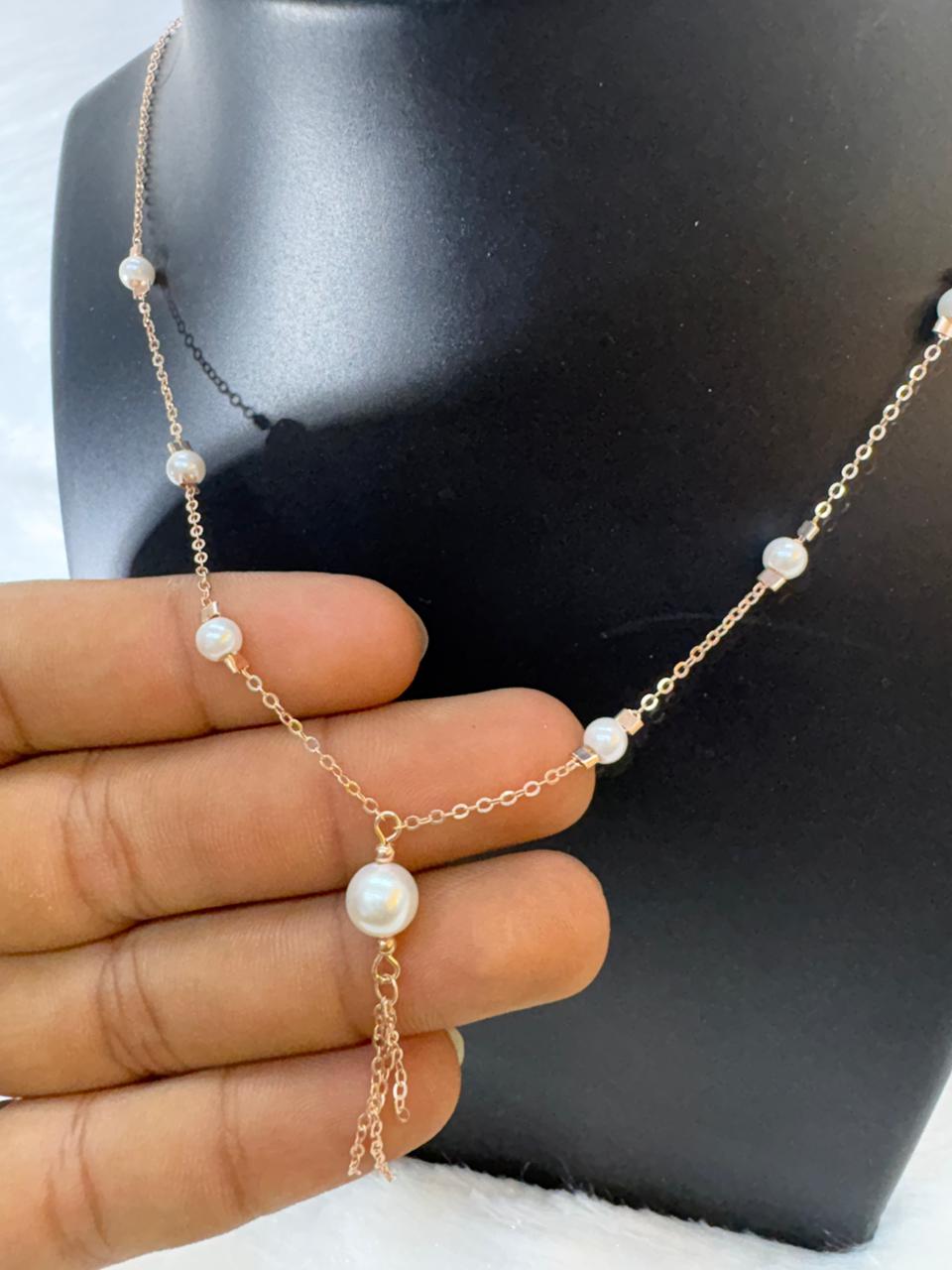 Pearl Drop Tassel Necklace