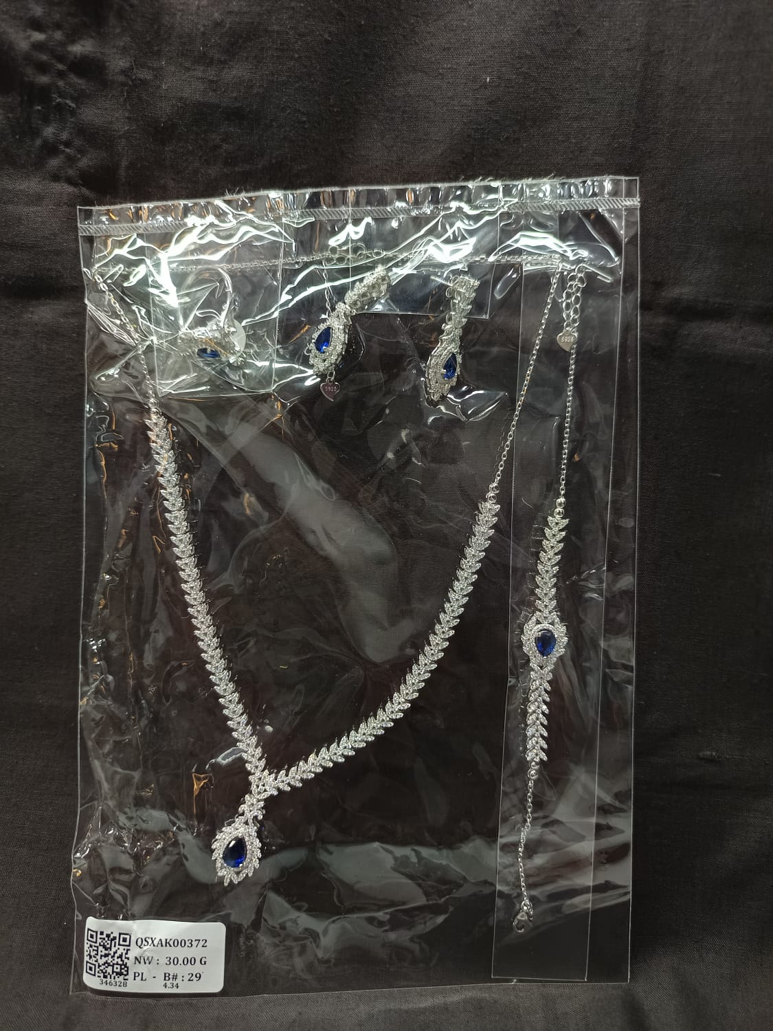 Azure Grace 925 Silver Statement Necklace Set