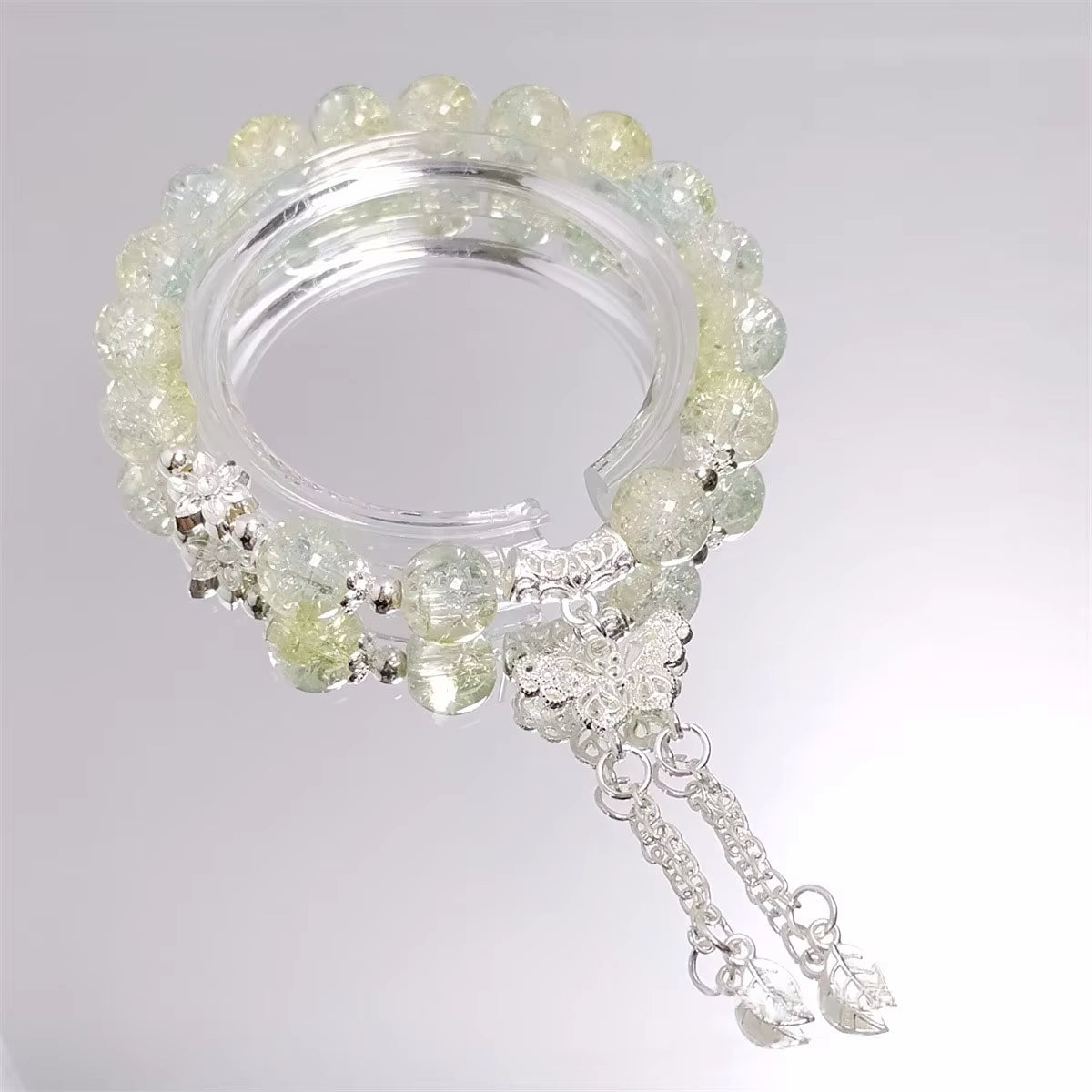 Crystal Beads Bracelet Butterfly Charm Gradient