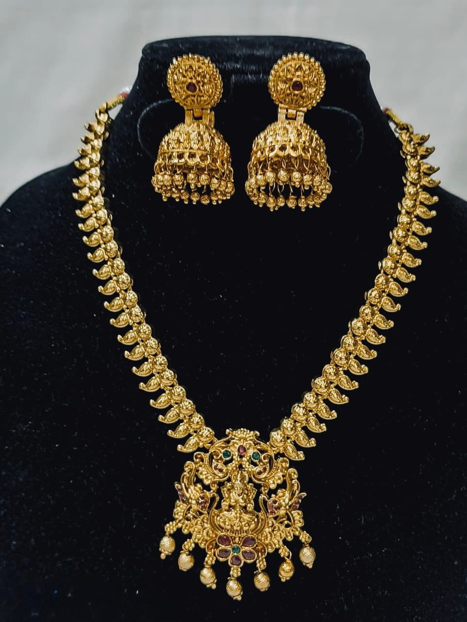 Necklace Set with Lion-Yali Pendant & Jhumkas
