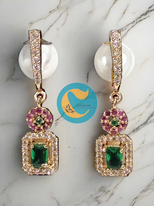 Dual-Tone Green & Pink Rectangular Drops