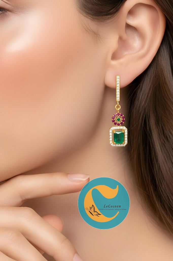 Dual-Tone Green & Pink Rectangular Drops