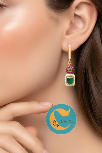 Dual-Tone Green & Pink Rectangular Drops