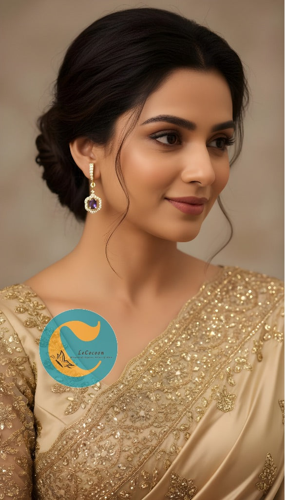 Midnight Violet Crystal Danglers