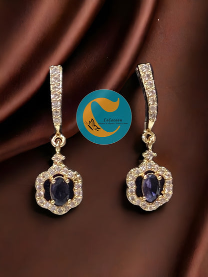 Midnight Violet Crystal Danglers