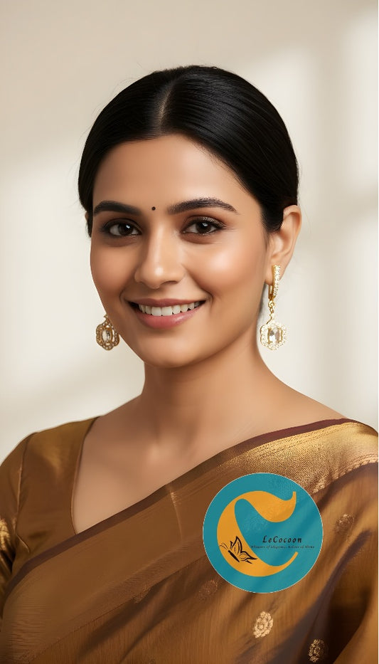 Ethereal Crown White Crystal Danglers