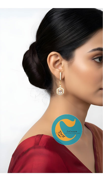 Ethereal Crown White Crystal Danglers