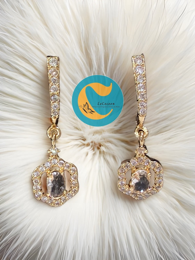 Ethereal Crown White Crystal Danglers