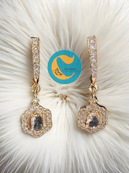 Ethereal Crown White Crystal Danglers