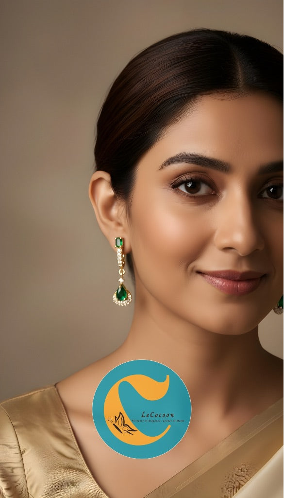 Emerald Green Teardrop Danglers