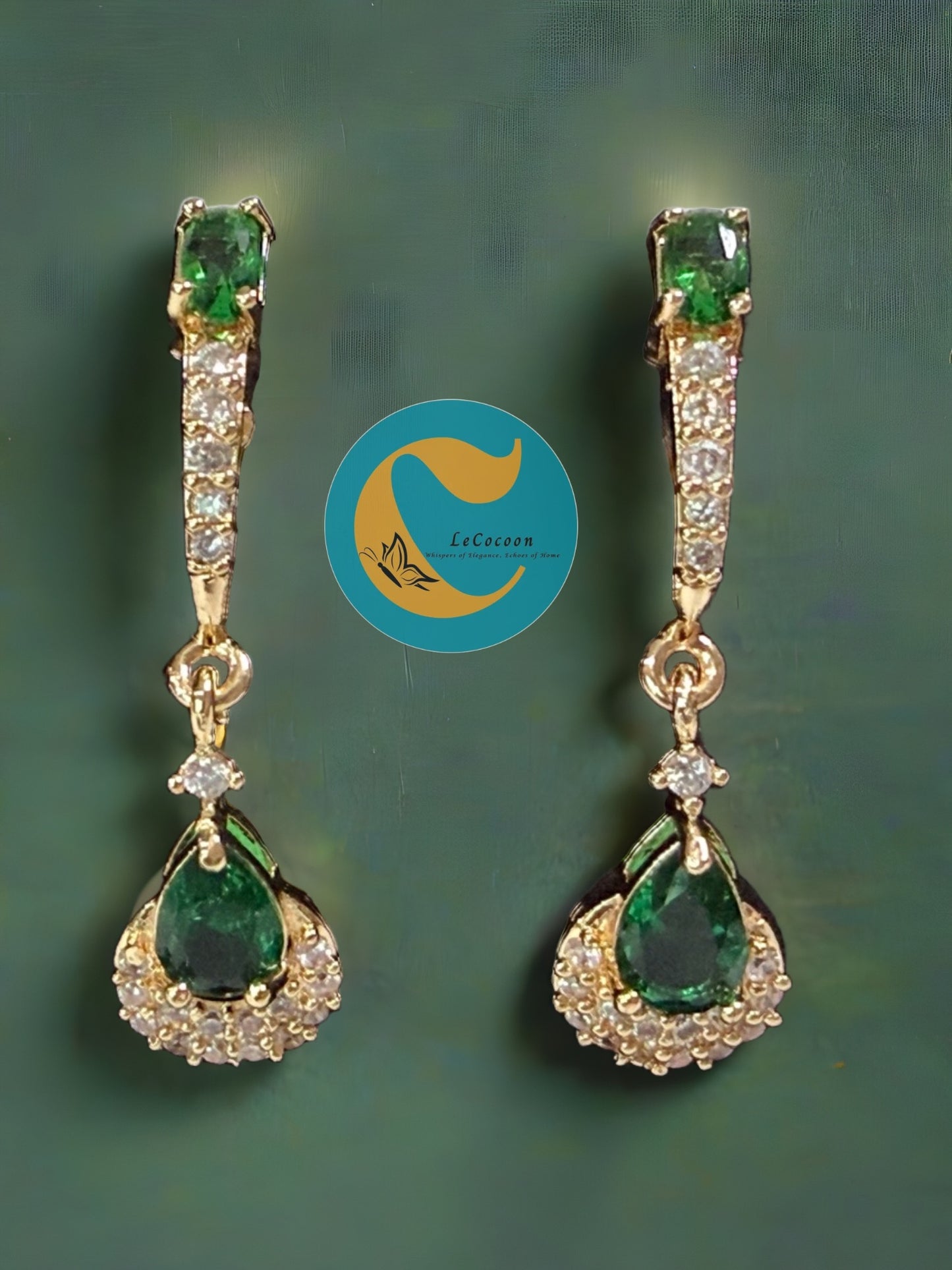 Emerald Green Teardrop Danglers