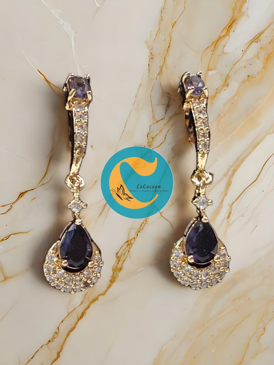 Amethyst Purple Teardrop Danglers