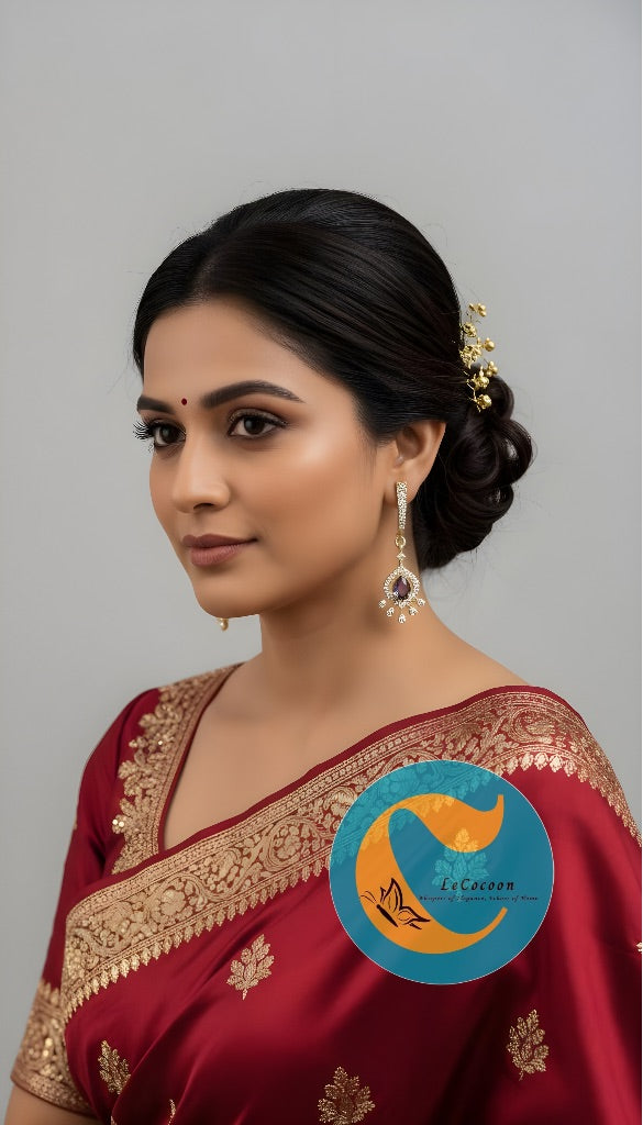 Teardrop Royal AD Earrings with Violet Stone