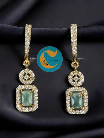 Mint Green Rectangular Drop Earrings