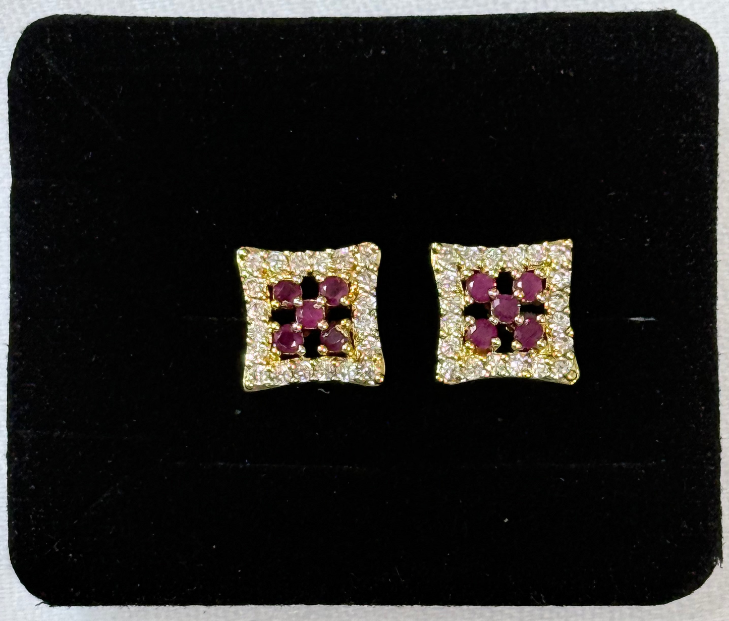 Crimson Cluster American Diamond Stud Earrings